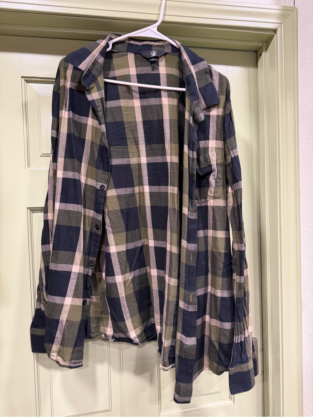 Men's Plaid Button-Up Shirt - Navy, Olive & Beige